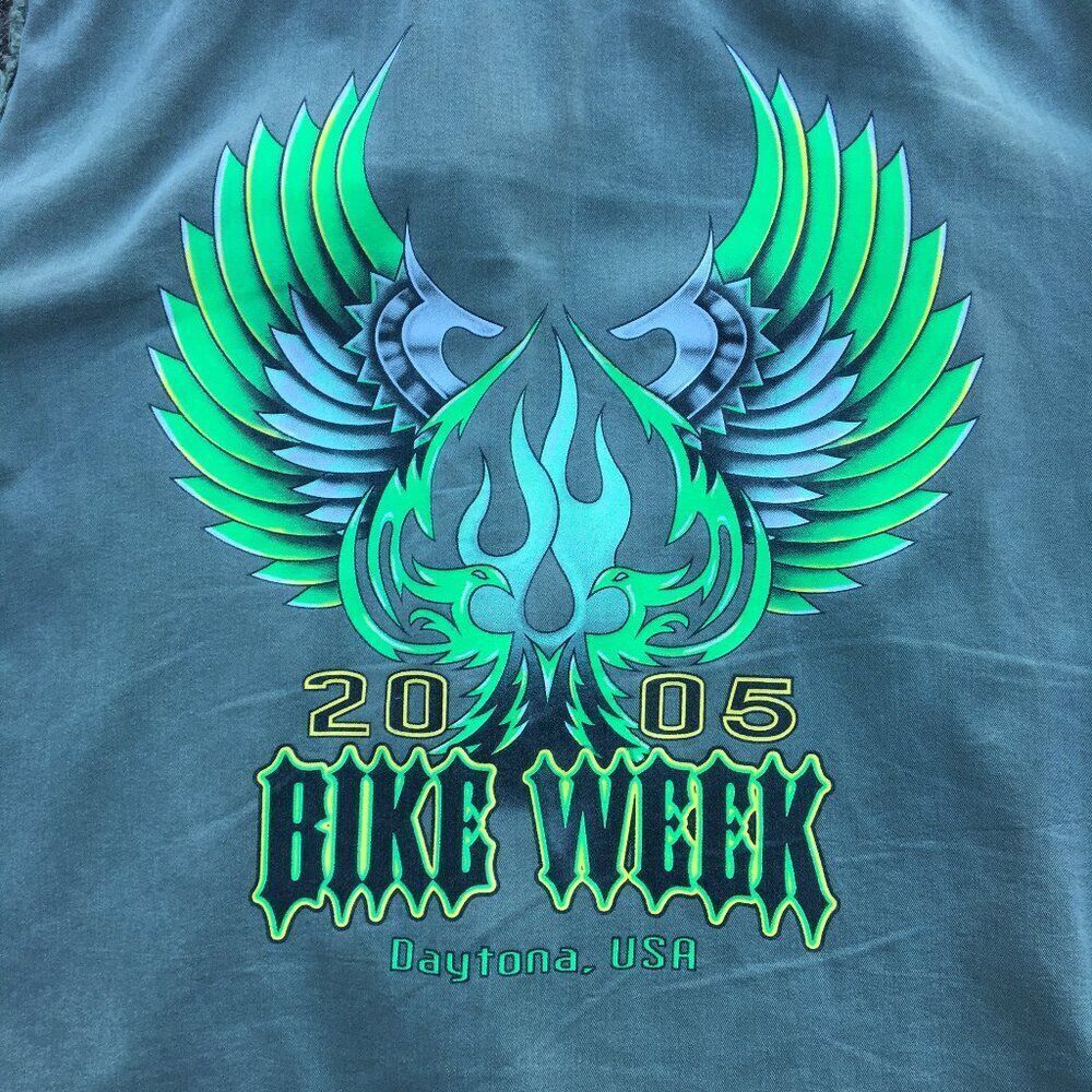 VTG Biker Design Sleeveless Shirt Mens XL Green 2005 Bike Week Daytona Beach FL